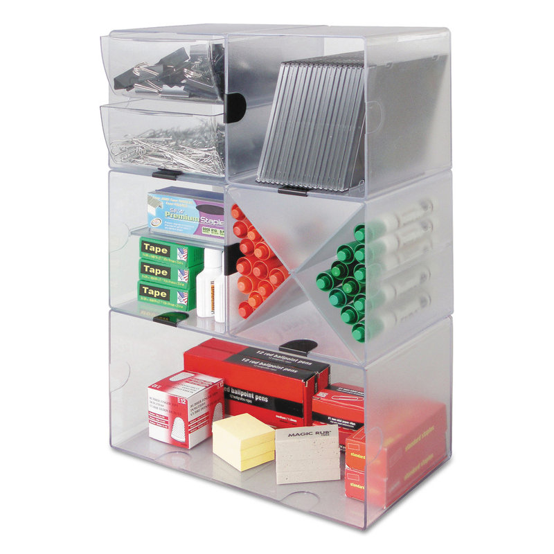 Clear Polystyrene 6" Stackable Desk Drawer Organizer Cube