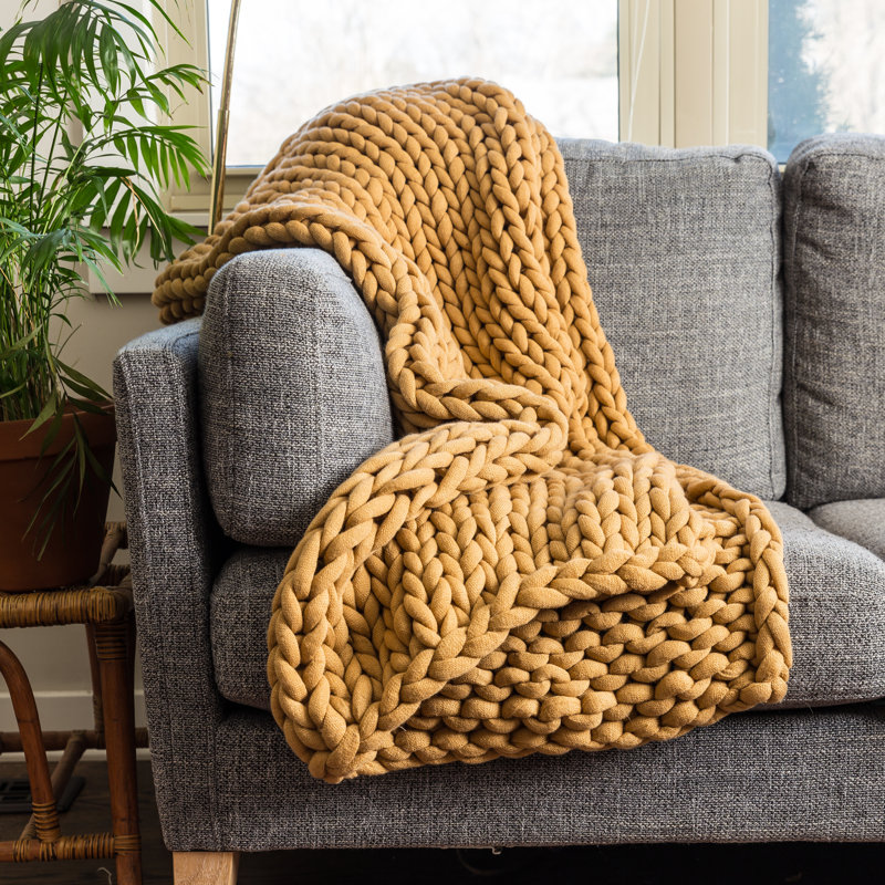 Camel Knitted Wool Baby Throw Blanket 50" x 40"