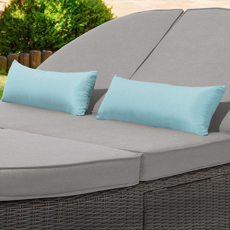 Sandra 75" Gray Aluminum Wicker Outdoor Daybed