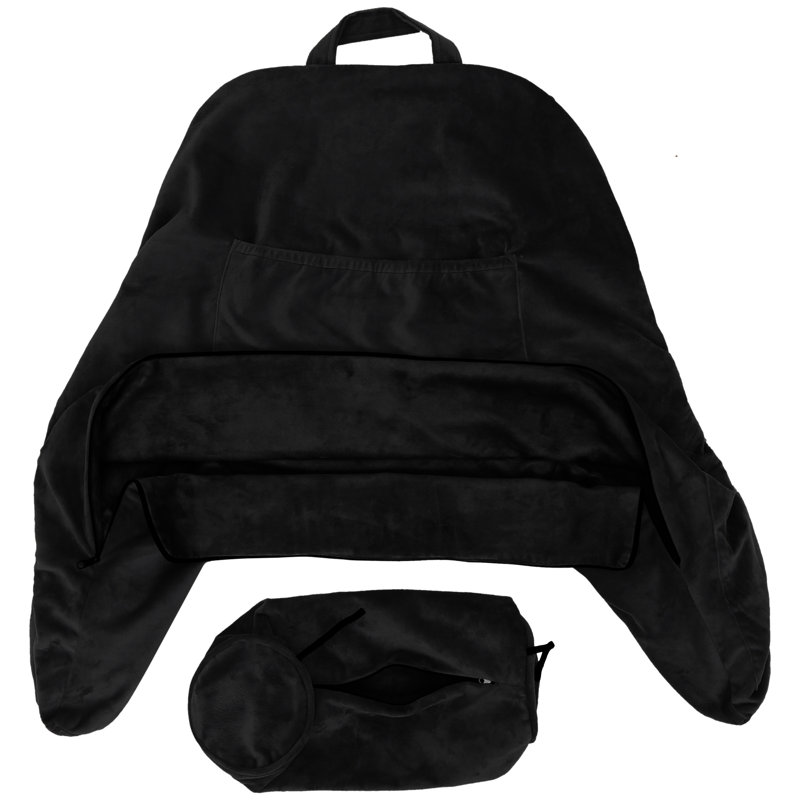 Stable Black Microsuede Reversible Pillow Cover with Arms