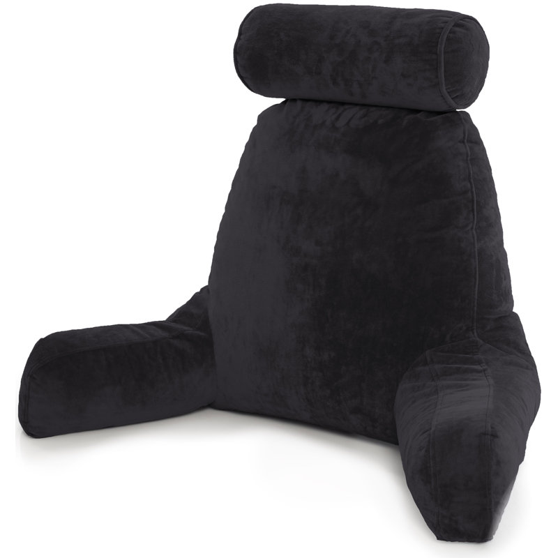 Stable Black Microsuede Reversible Pillow Cover with Arms