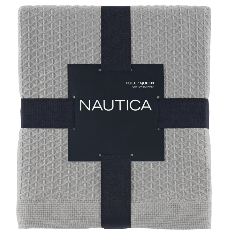 Classic Diamond Weave Cotton Queen Blanket in Gray