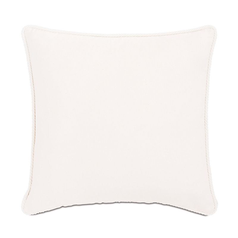 Blue and White Cotton Square Throw Pillow with Zipper Closure