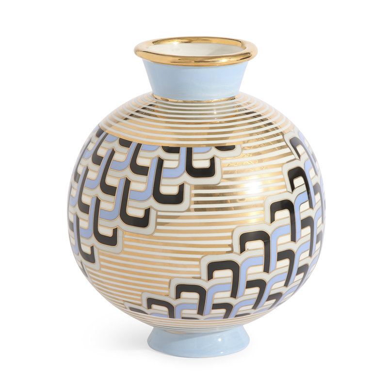 Gold and Blue Porcelain Decorative Table Vase