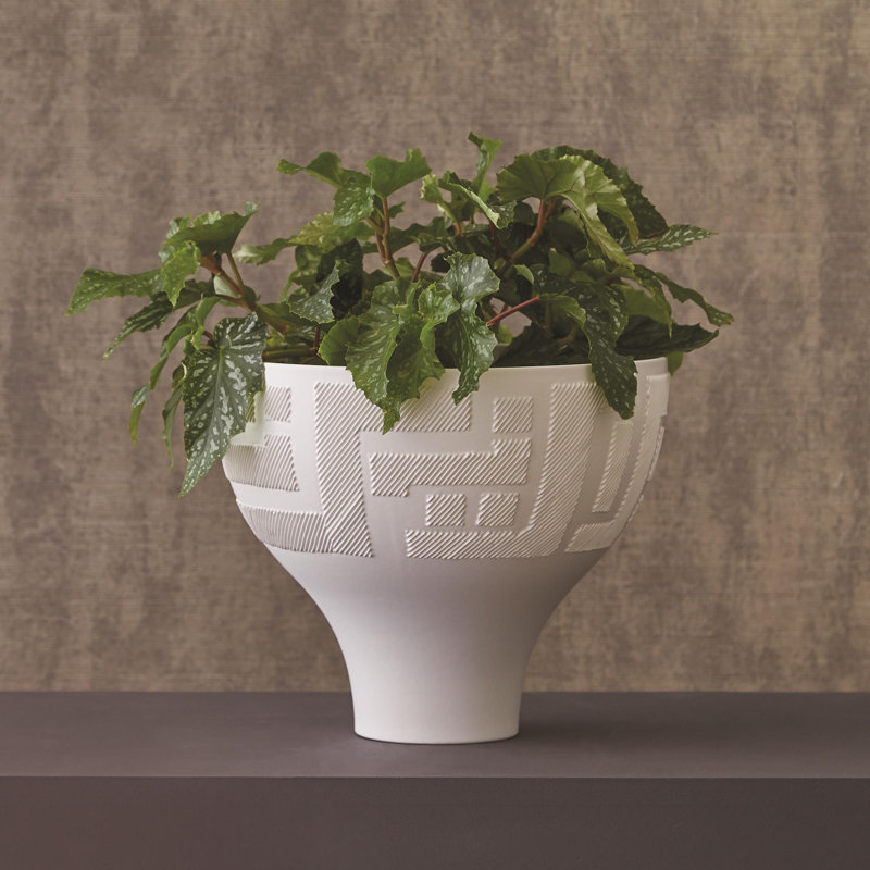 Ancestral Pueblo-Inspired Matte White Ceramic Decor Bowl