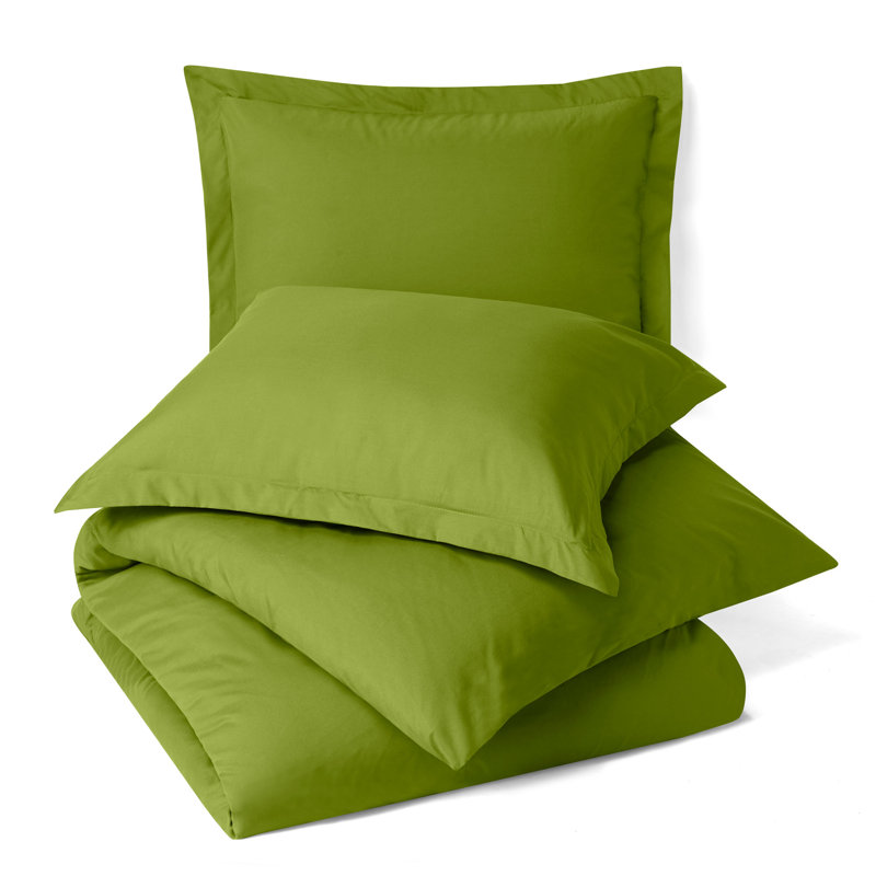 Calla Green Lightweight Microfiber Queen Duvet Cover Set