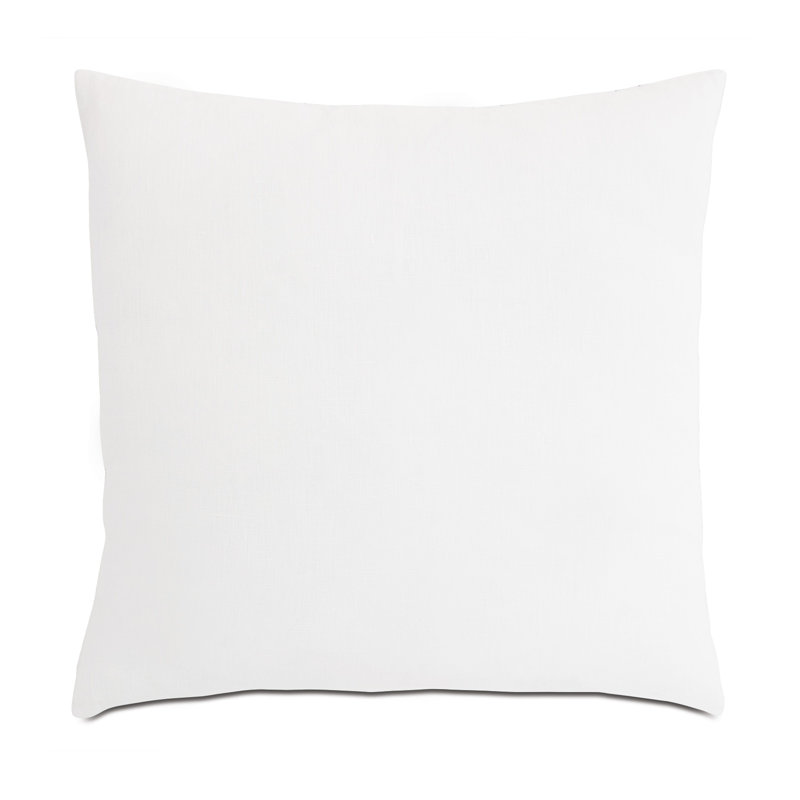 White Linen Square Throw Pillow with Raspberry Applique