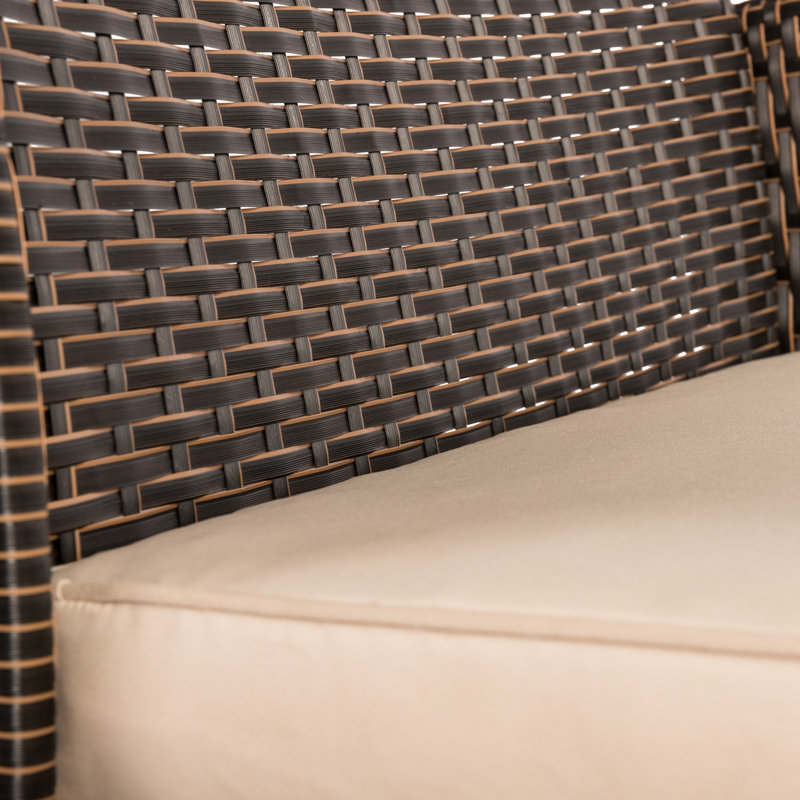 Mocha Wicker Outdoor Armchair with Khaki Cushion