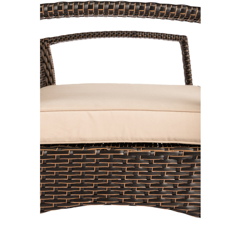 Mocha Wicker Outdoor Armchair with Khaki Cushion