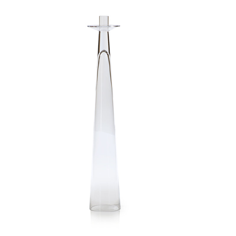 Large Clear Glass Tabletop Candlestick Holder