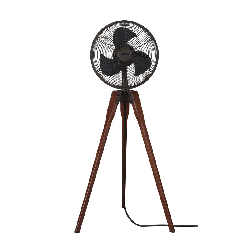 Arden Oscillating Floor Fan in Oiled Bronze with Walnut Wood