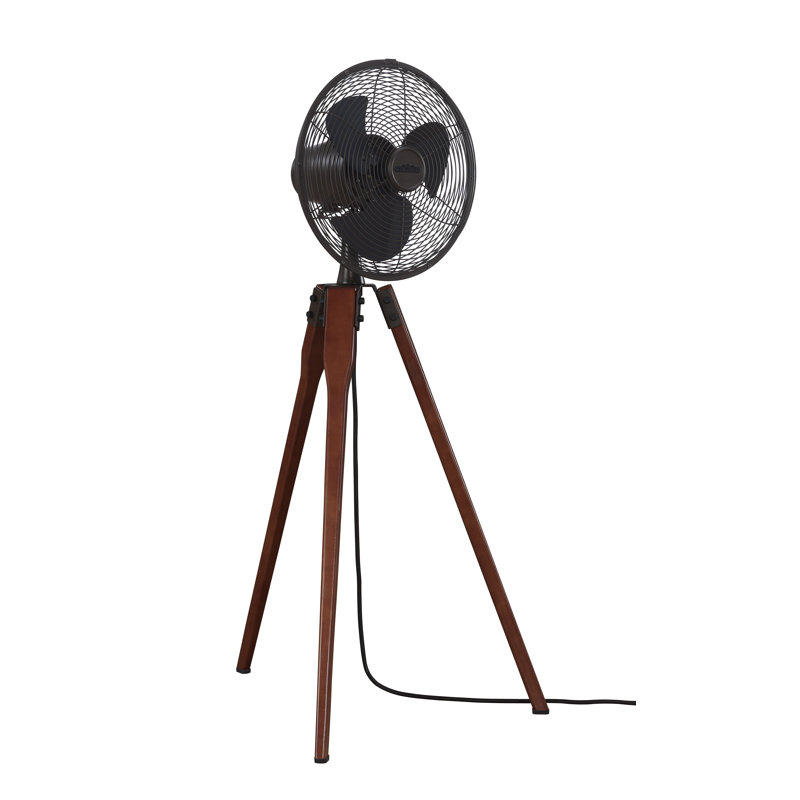 Arden Oscillating Floor Fan in Oiled Bronze with Walnut Wood