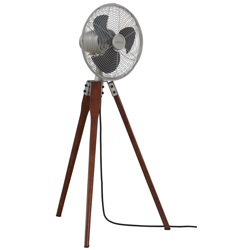 Arden Satin Nickel Oscillating Floor Fan with Three-Speed Control