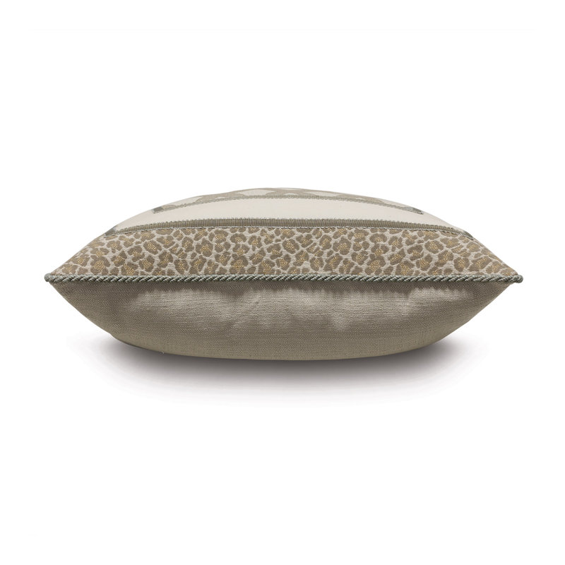 Rayland Geometric Trellis and Leopard Print Pillow Cover with Cord Edge Trim