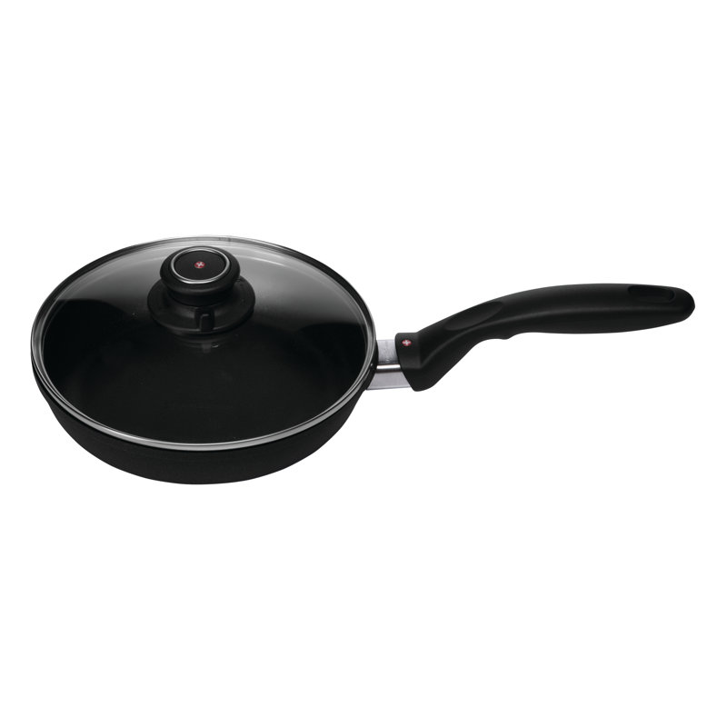 9.5" Black Aluminum Non-stick Fry Pan with Lid
