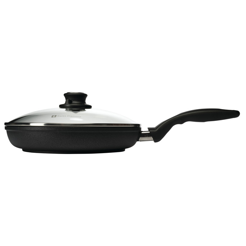 9.5" Black Aluminum Non-stick Fry Pan with Lid