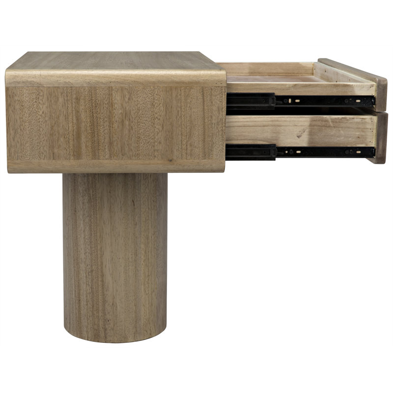 Tierney Rectangular Washed Walnut Nightstand with Storage