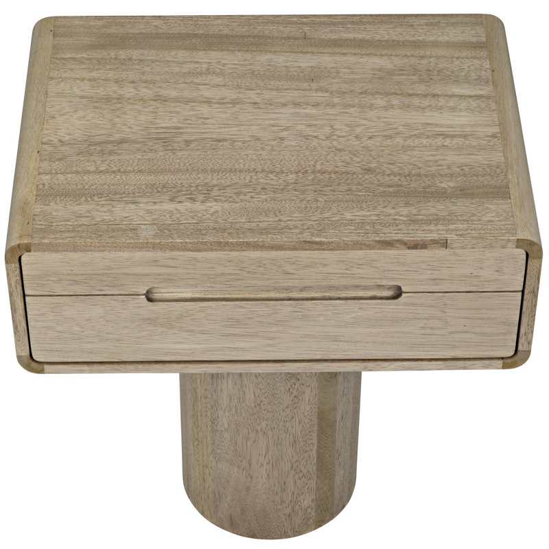 Tierney Rectangular Washed Walnut Nightstand with Storage