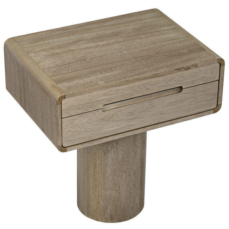 Tierney Rectangular Washed Walnut Nightstand with Storage