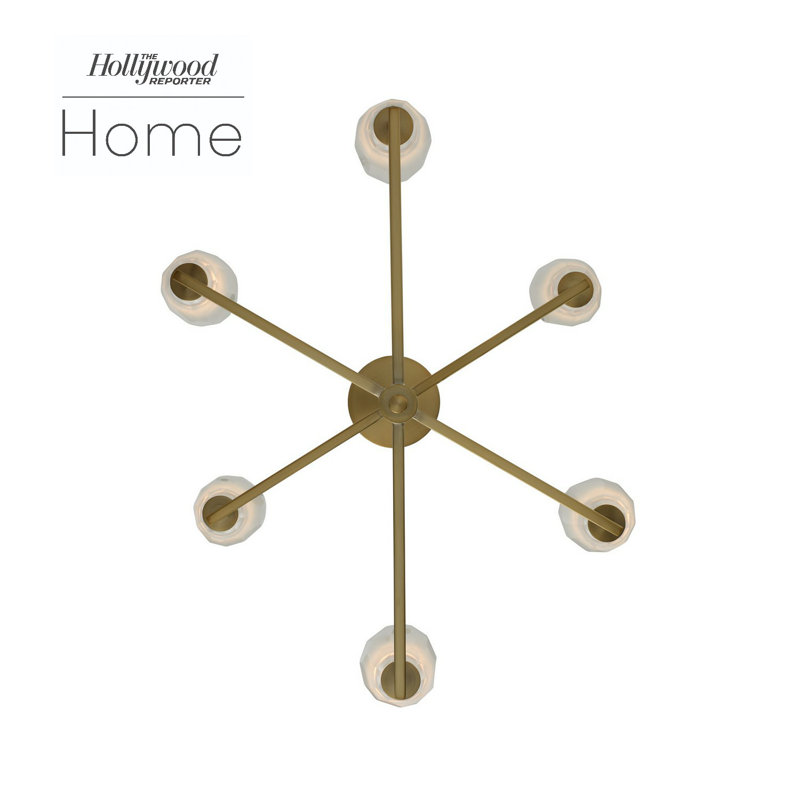 Winter Brass and Crystal 6-Light Modern Chandelier