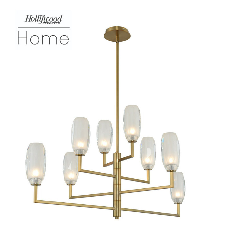 Winter Brass Linear LED Chandelier with Glass Shades