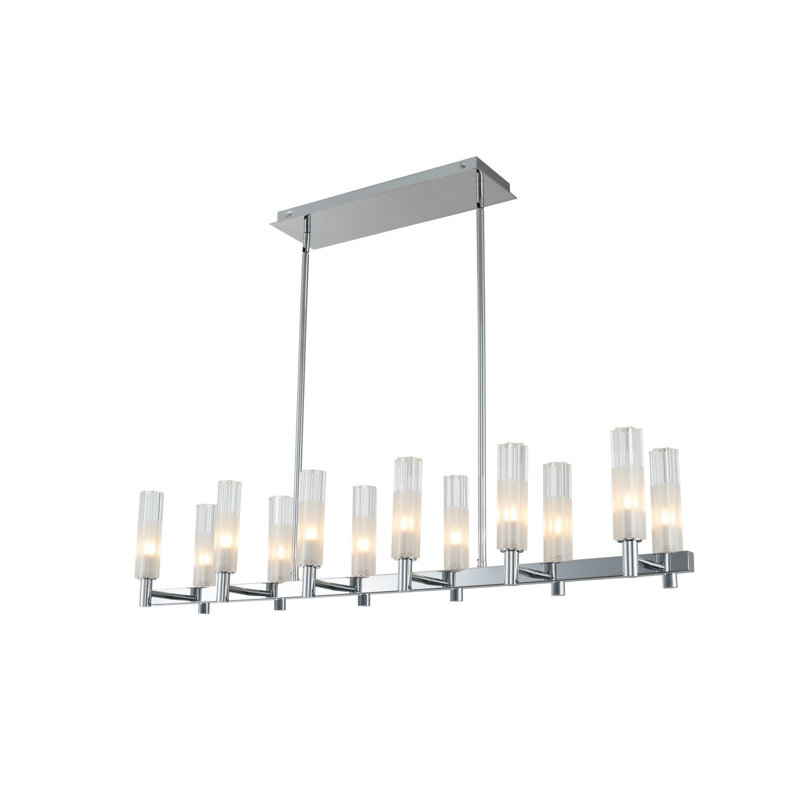 Lorne 12-Light Chrome and Glass Kitchen Island Pendant