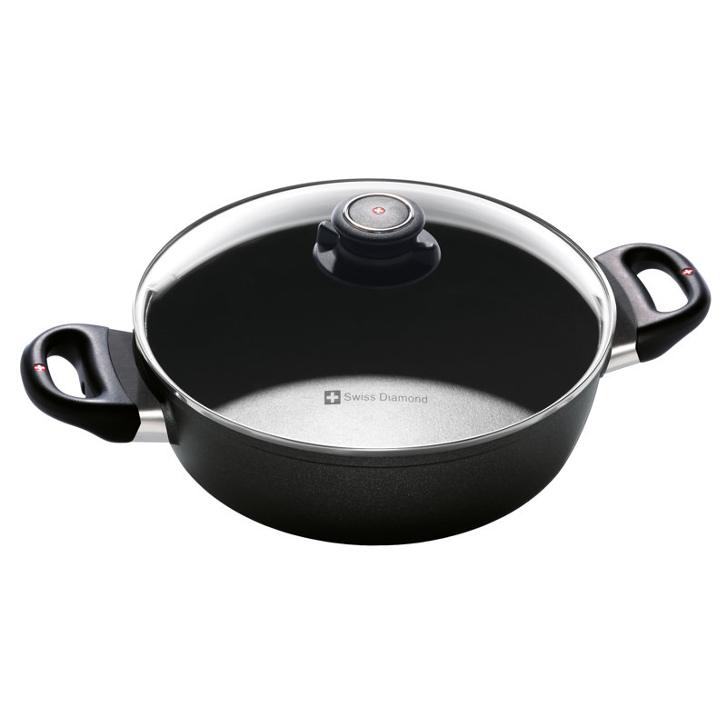 3.2 Qt Black Aluminum Non-Stick Induction Casserole with Lid