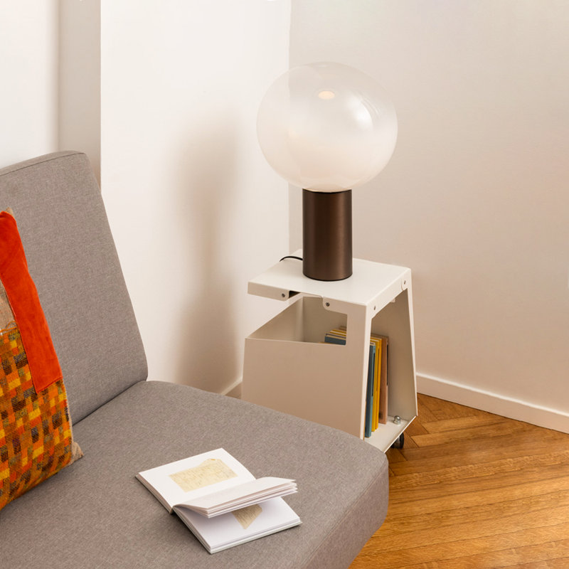 Small Bronze Adjustable Edison Table Lamp with Glass Shade