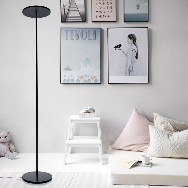 Athena Black LED Floor Lamp with Twin Discs