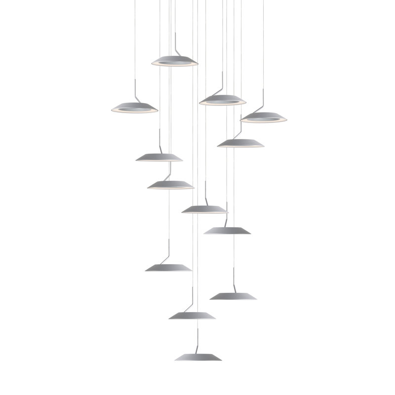 Royyo Matte Black and Silver 13-Light LED Circular Pendant