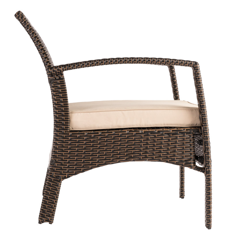 Mocha Wicker Outdoor Armchair with Khaki Cushion