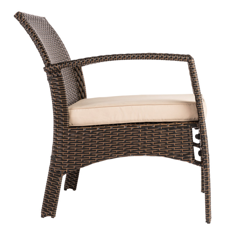 Mocha Wicker Outdoor Armchair with Khaki Cushion