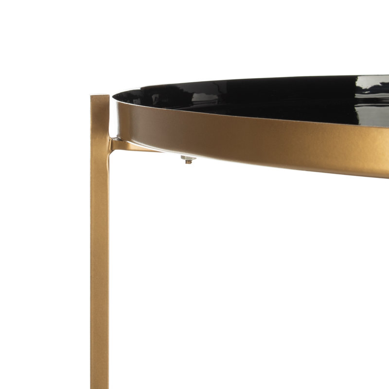 Tia Black and Brass Transitional Round 5-Tier Etagere Bookshelf