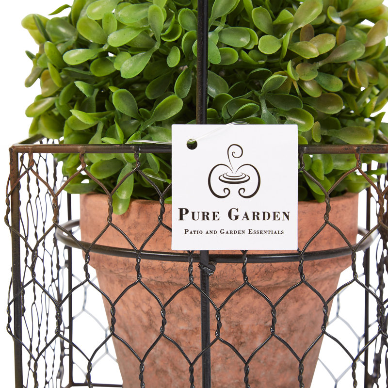 EverGreen Essence 9.5'' Faux Boxwood Floor Topiary in Terra Cotta Pot