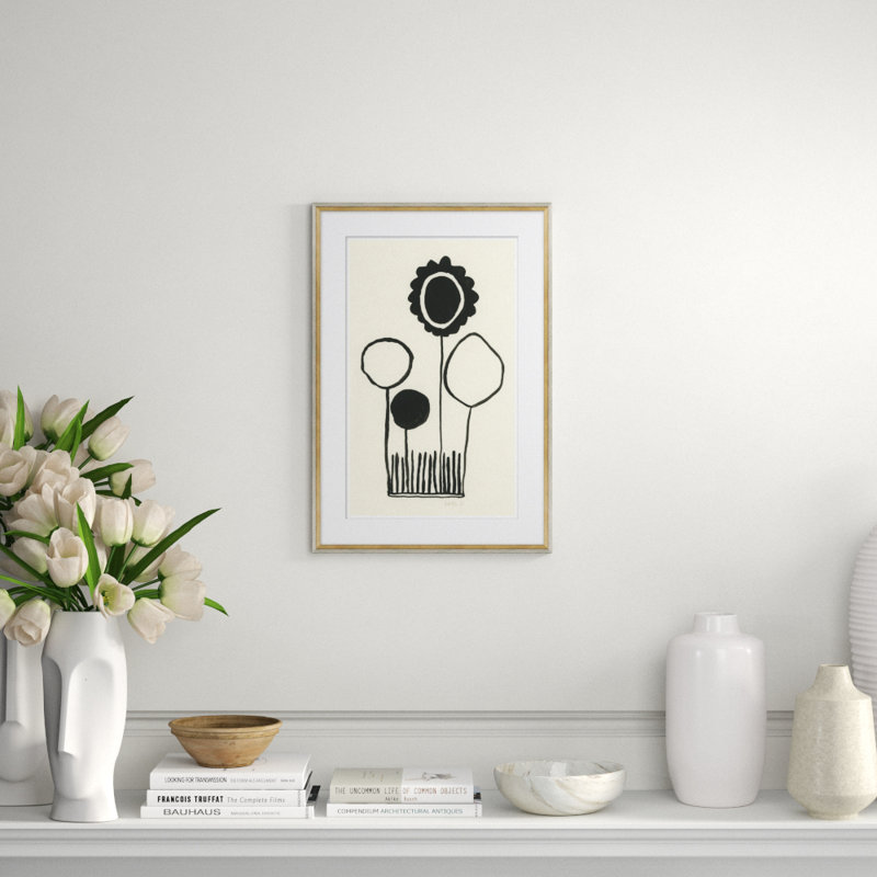 Brown and Gray Framed Abstract Acrylic Painting Print