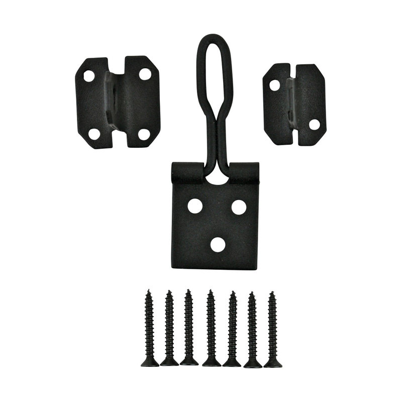 Black Wrought Iron Cabinet Door Hasp Lock Set