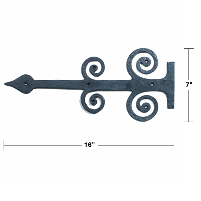 Black Wrought Iron 16" Decorative Dummy Strap Hinge