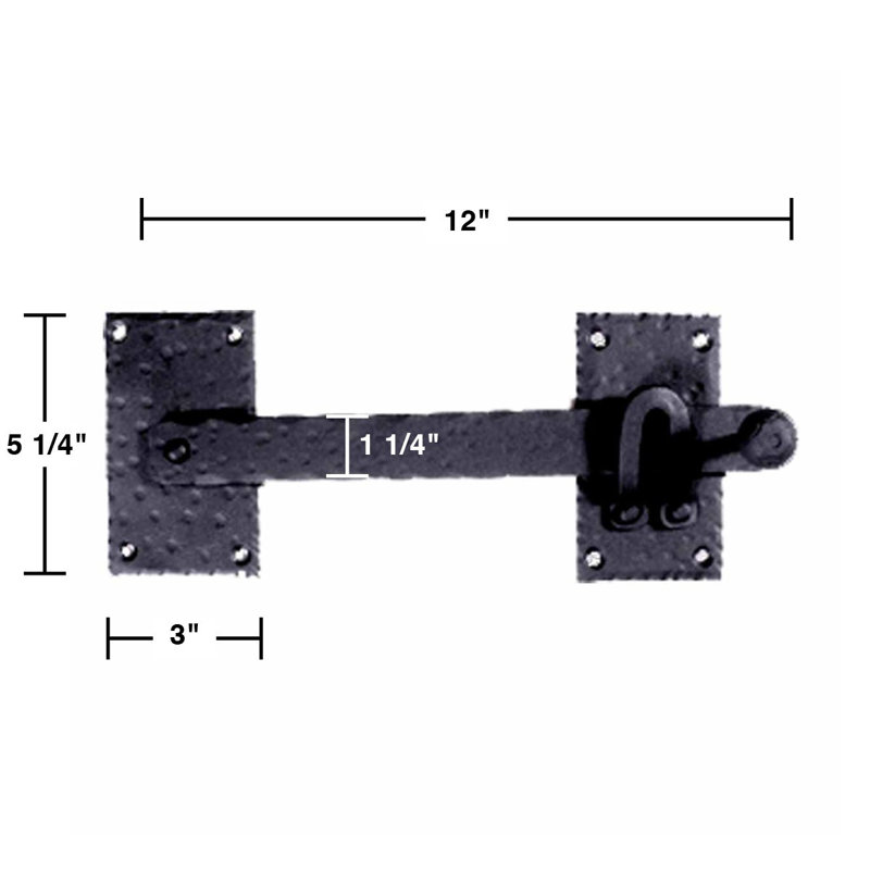 12" Black Wrought Iron Gate and Door Latch Set