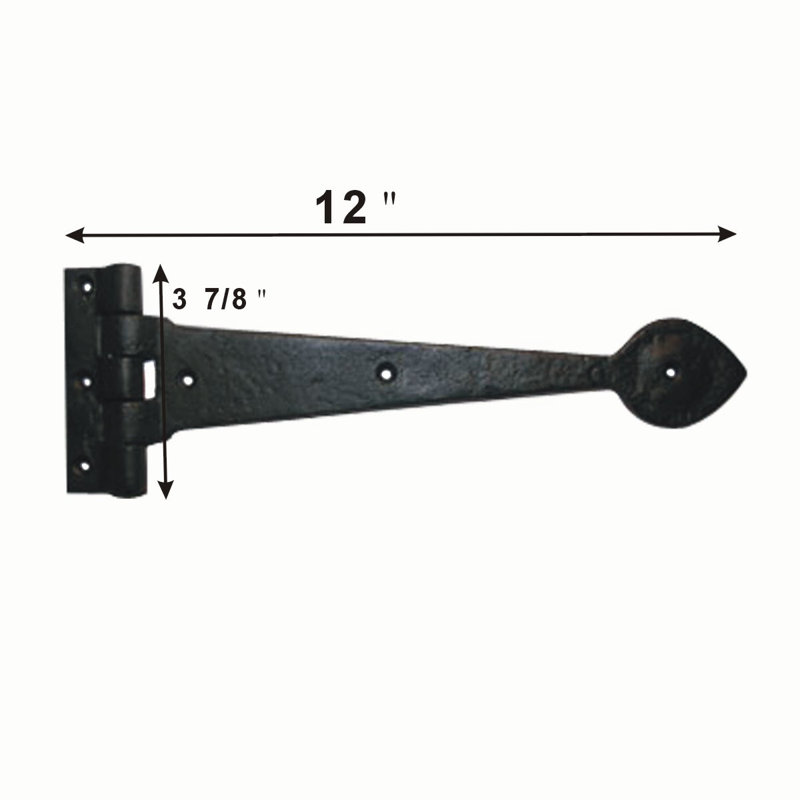 Black Wrought Iron Spade Strap Hinges for Gates
