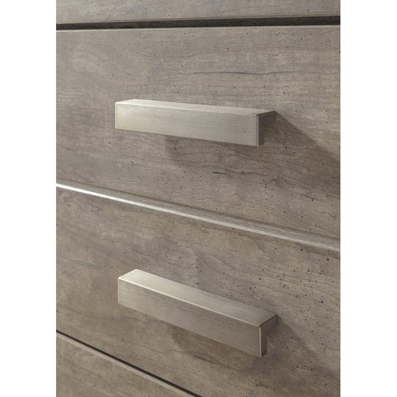 Modern Weathered Gray 2-Drawer Nightstand with USB Charging
