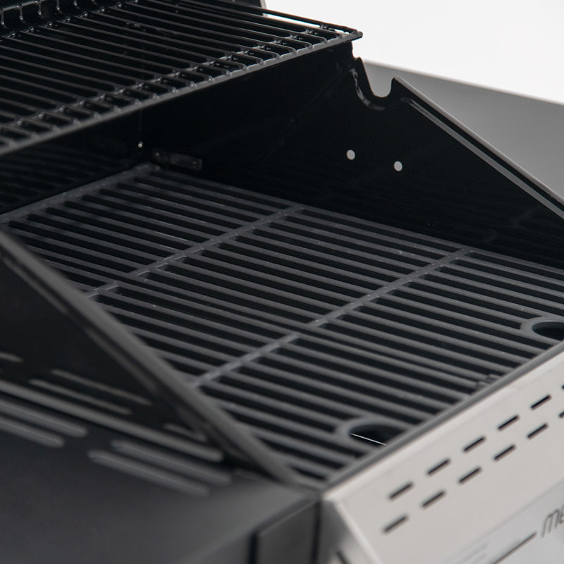 Megamaster 2-Burner Stainless Steel Propane Gas Grill with Foldable Side Tables