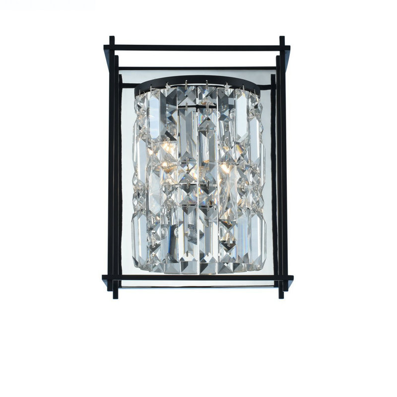 Matte Black and Crystal Dimmable Wall Sconce