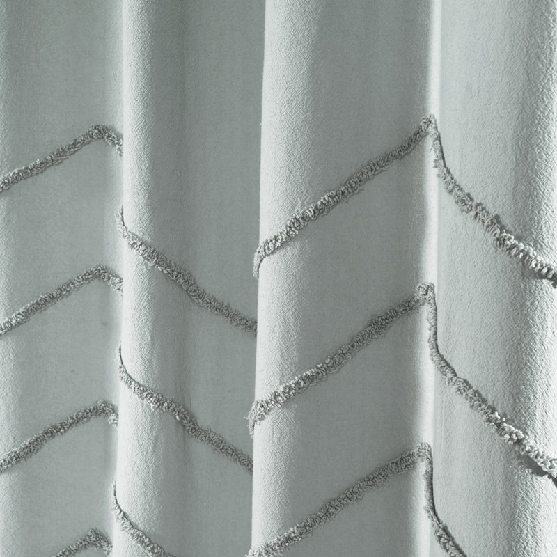 Pastel Blue Cotton Chevron Light-Filtering Curtain Panels