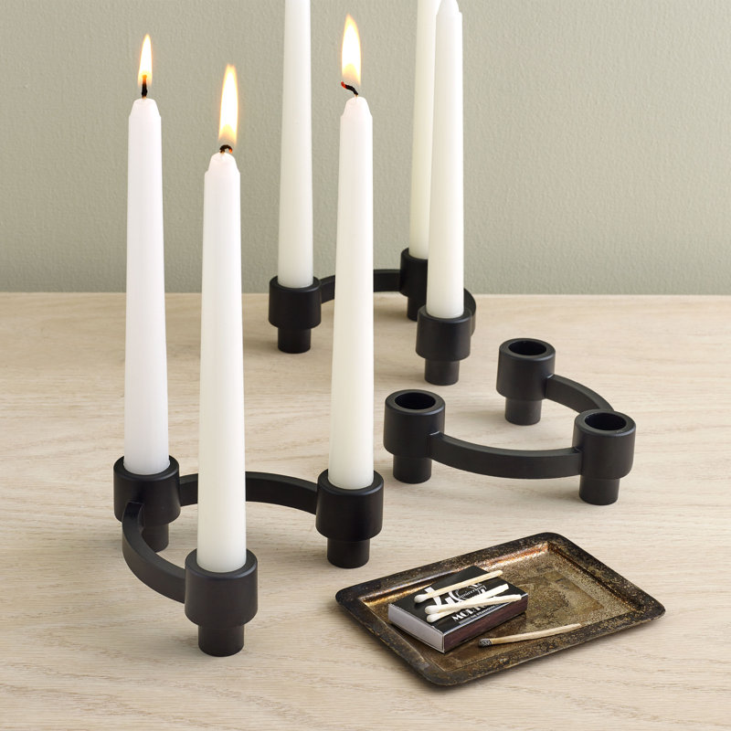 Eos Modular Black Matte Aluminum 5-Piece Tabletop Candelabra