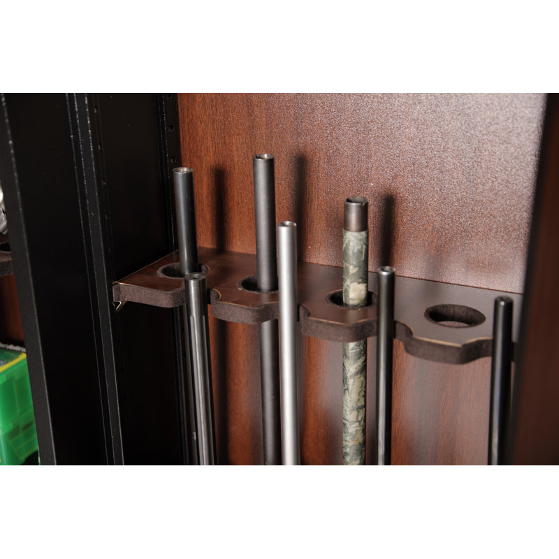 Classic 16-Gun Black and Woodgrain Metal Safe with Key Lock
