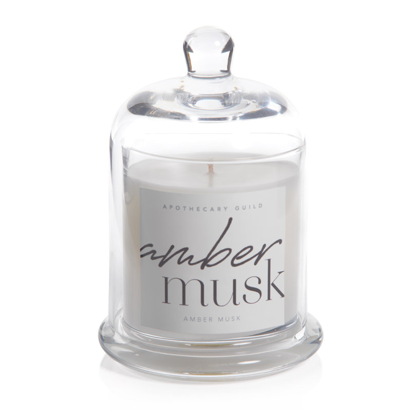 Amber Musk 10oz Scented Soy Jar Candle with Glass Dome