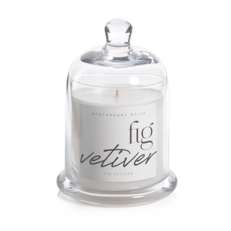 Elegant Black Fig & Vetiver 10oz Scented Jar Candle with Glass Dome