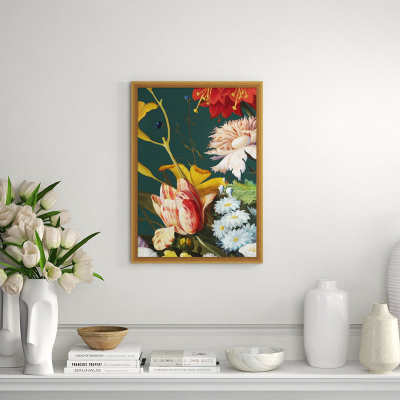 Baroque Bouquet Landscape Glass Print
