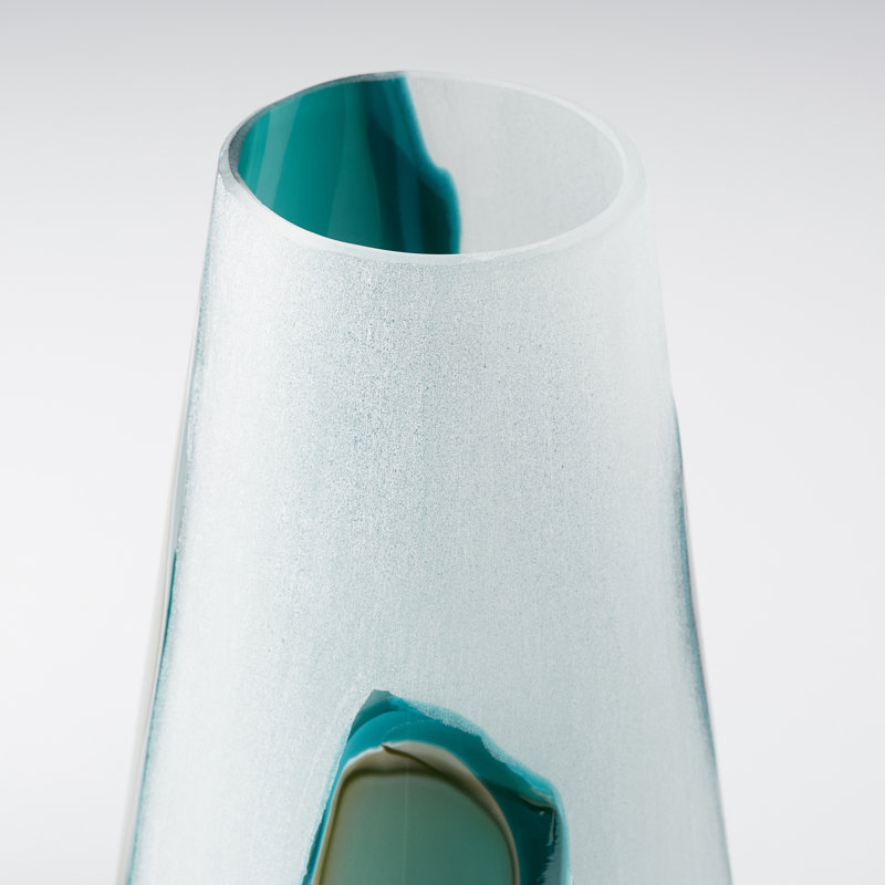 Large Gold and Teal Glass Decorative Table Vase