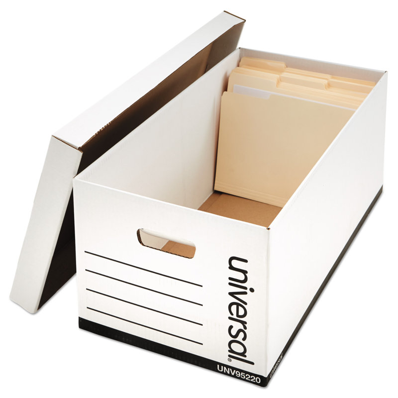 Sleek White Corrugated Fiberboard Storage Box with Lift-Off Lid, 12-Pack